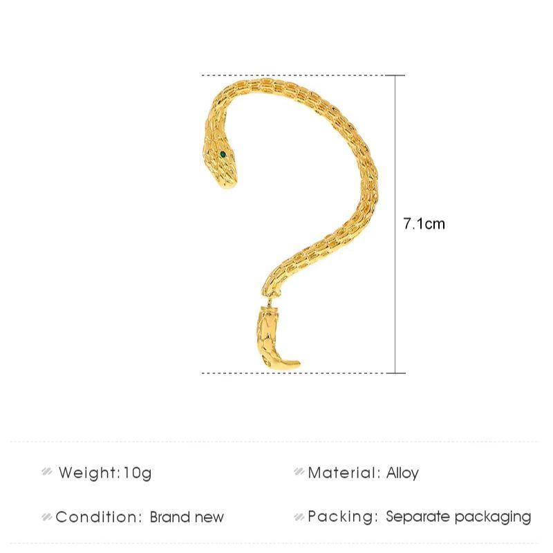 Punk Retro Snake Shaped Earrings For Men And Women Fashion Creative Animal Golden Color Silver Color Python Pattern Ear studs