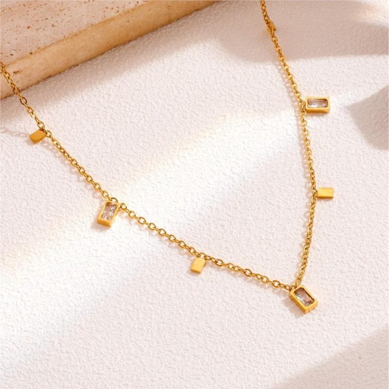 316L Stainless Steel Simple Fashion Zircon Waterdrop Pendant Necklace for Women Trendy Waterproff Chain Neck Party Jewelry Gifts