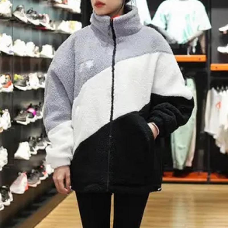 Li-Ning Fleece Stand Collar Warm Embroidered Sports Cotton Jacket Unisex Outerwear Rock-Gray AFMR494-1