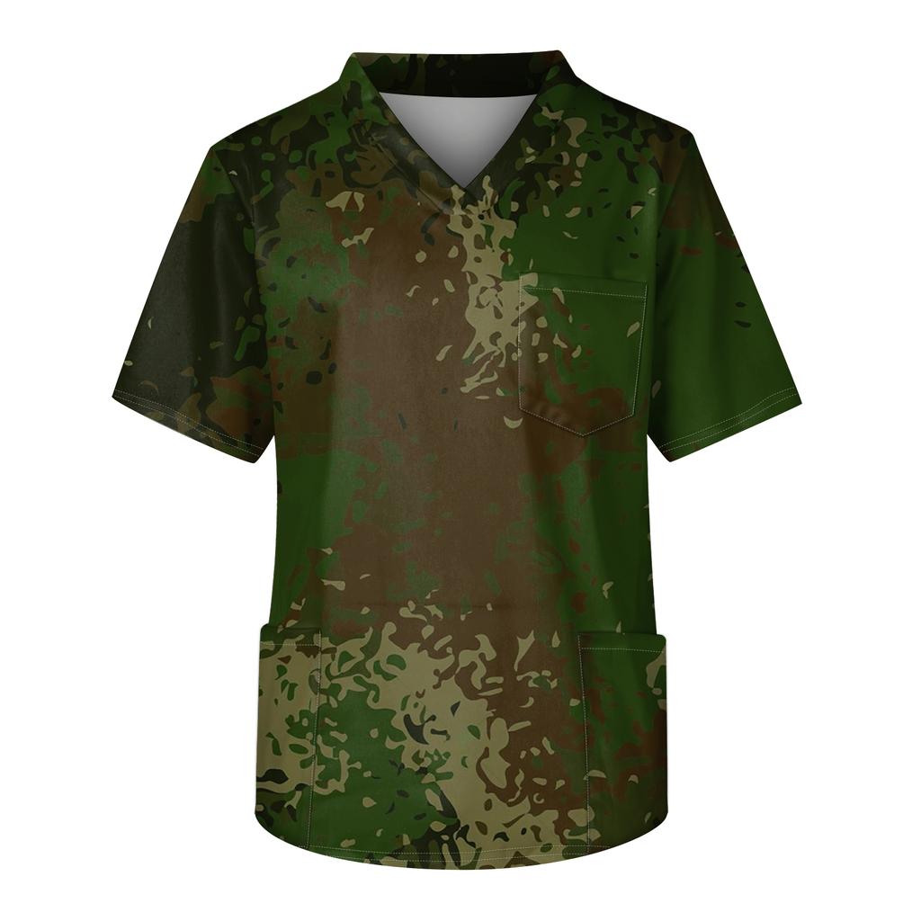 Pánská pracovní halenka s krátkým rukávem a výstřihem do V na hrudi