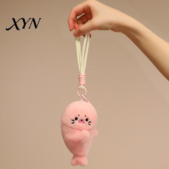 Short Plush Fabric Charm Magnetic Seal Keychain, Cute Stuffed Animal Keyring, Soft Snuggling Stickers Plushie for Bag Purse, Fridge Magnet Gift Girls