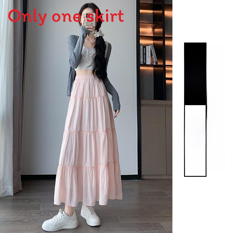 Womens Highwaist Flared Skirt With Pleated Design For Spring Casual Wear