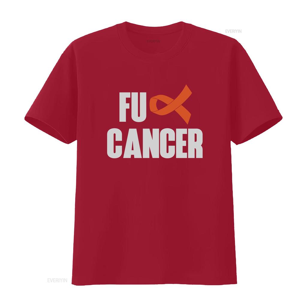 Fu Krebs T-Shirt Leukämie Bewusstsein Unterstützung Mit Oranger Schleife Design Für Kämpfer Vintage Lässig Leicht