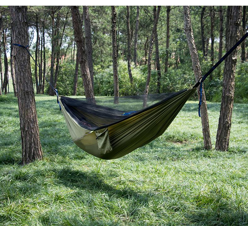 Army Green Quick Open Mosquito Net Hammock - Durable Nylon Outdoor Gear