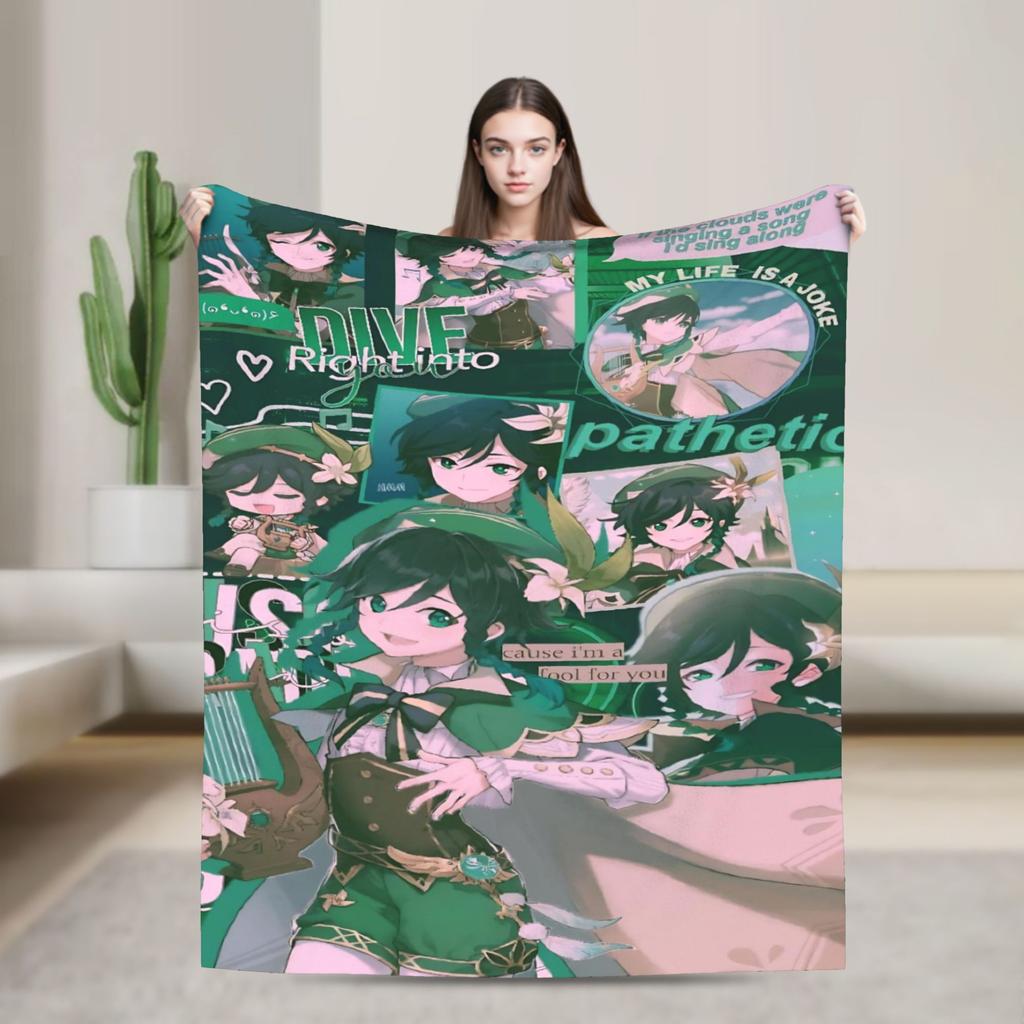Genshin Impact Diluc Game Warm Soft Blanket Camping Plush Throw Blanket Graphic Bedroom Flannel Bedspread Sofa Bed Cover