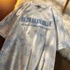 Modisches Damen-T-Shirt Buchstabenstickerei Batik-Print Kurze Ärmel Locker Geschnittene Bluse für die Arbeit