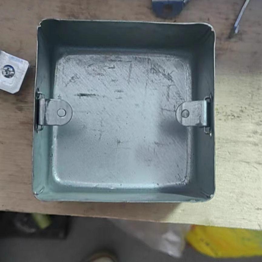 86 Type Thickened Square Steel Junction Box with External Ear, Concealed or Exposed Galvanized Base.