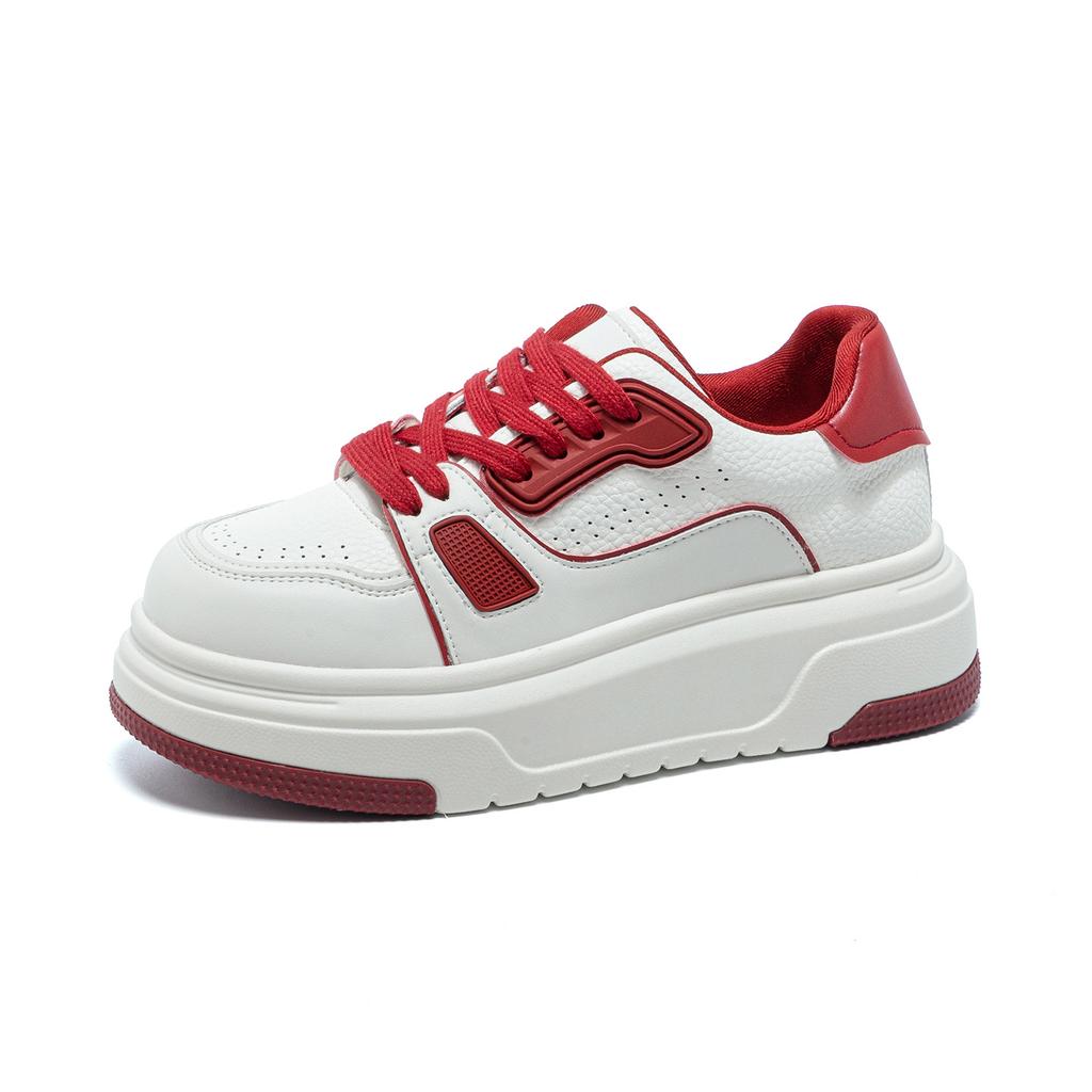 Leather platform early spring new sports height increase lightweight single shoes