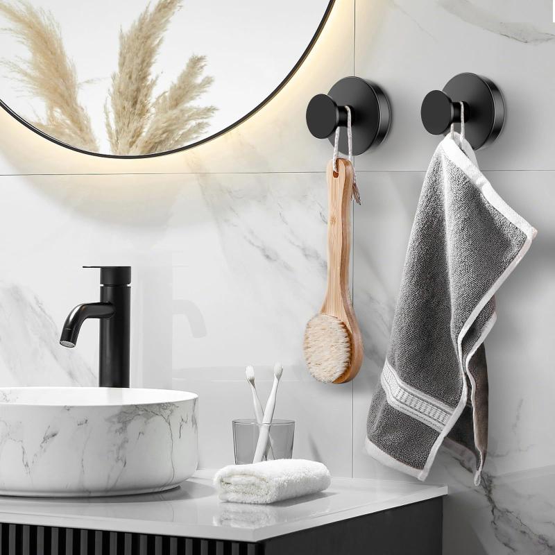 2/4Pcs Reusable Wall Mount Stainless Steel Suction Cup Hooks Waterproof Hangers for Home Office Bathroom