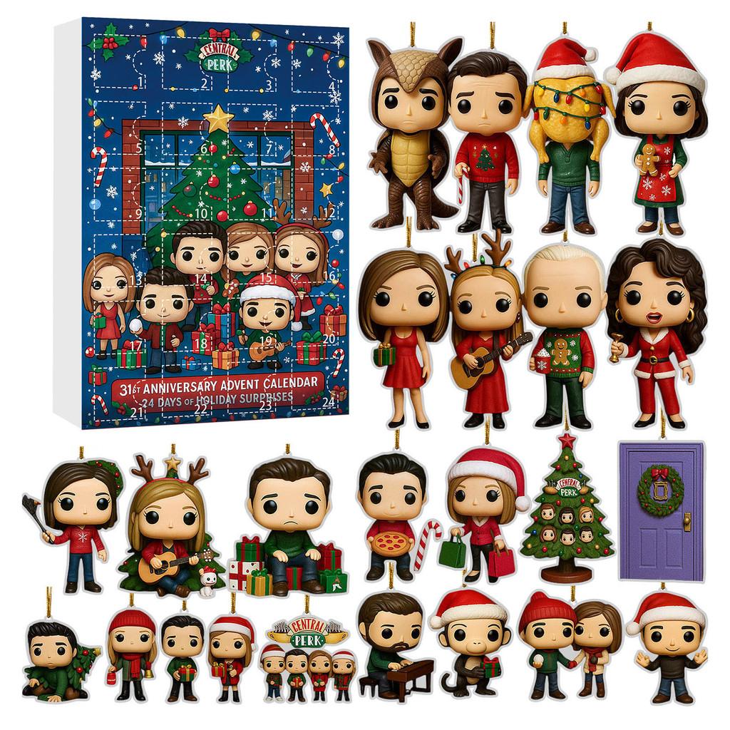 Vánoční adventní kalendář Stray Kids s 24 akrylovými ozdobami pro sváteční obdarování