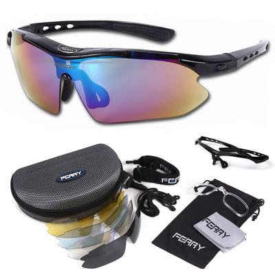 FERRY Polarized Sports Full Set of 5 Replacement Black Sunglasses, Lenses, Unisex,