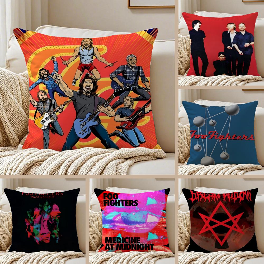 Classic Rock American Band FFoo FFighters Cushion Cover Pillowcase Antidustmite Invisible Zipper Short Plush Sofa Cushion
