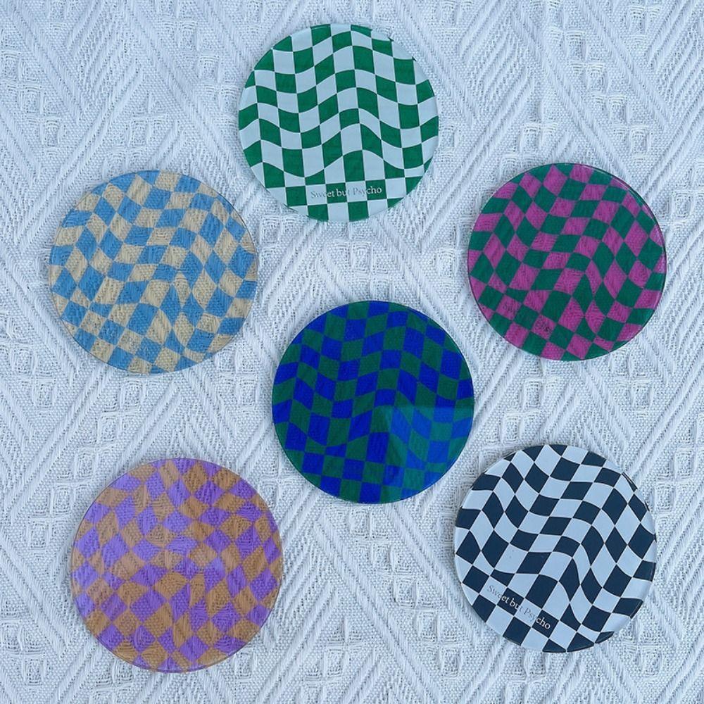 Non-Slip Checkerboard Acrylic Coaster Heat Insulation Drinks Placemat Simple Bowl Pad  Table