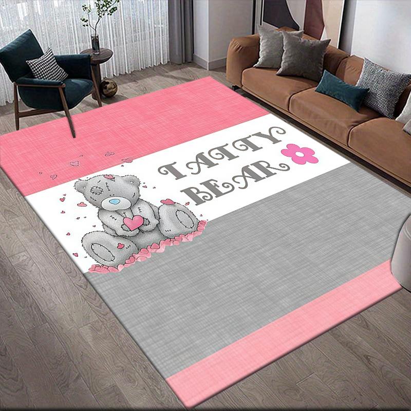Tatty Teddy2 Flannel Pattern Square Carpet,Area Rug,Carpet Rug for Living Room Bedroom Sofa Playroom Decor,Non-slip Floor Mat