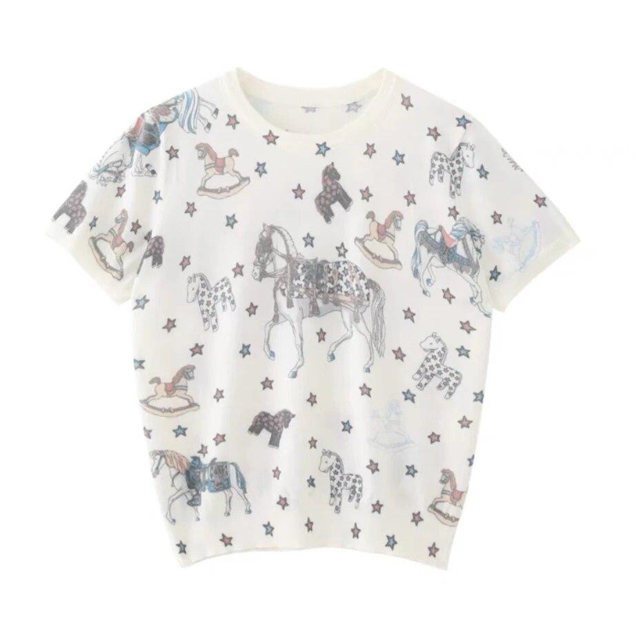 

Модная женская футболка со звездами и круглым вырезом, женская одежда с принтом, уличная забавная футболка для девочек, новая футболка в стиле Харадзюку B-008 L белый