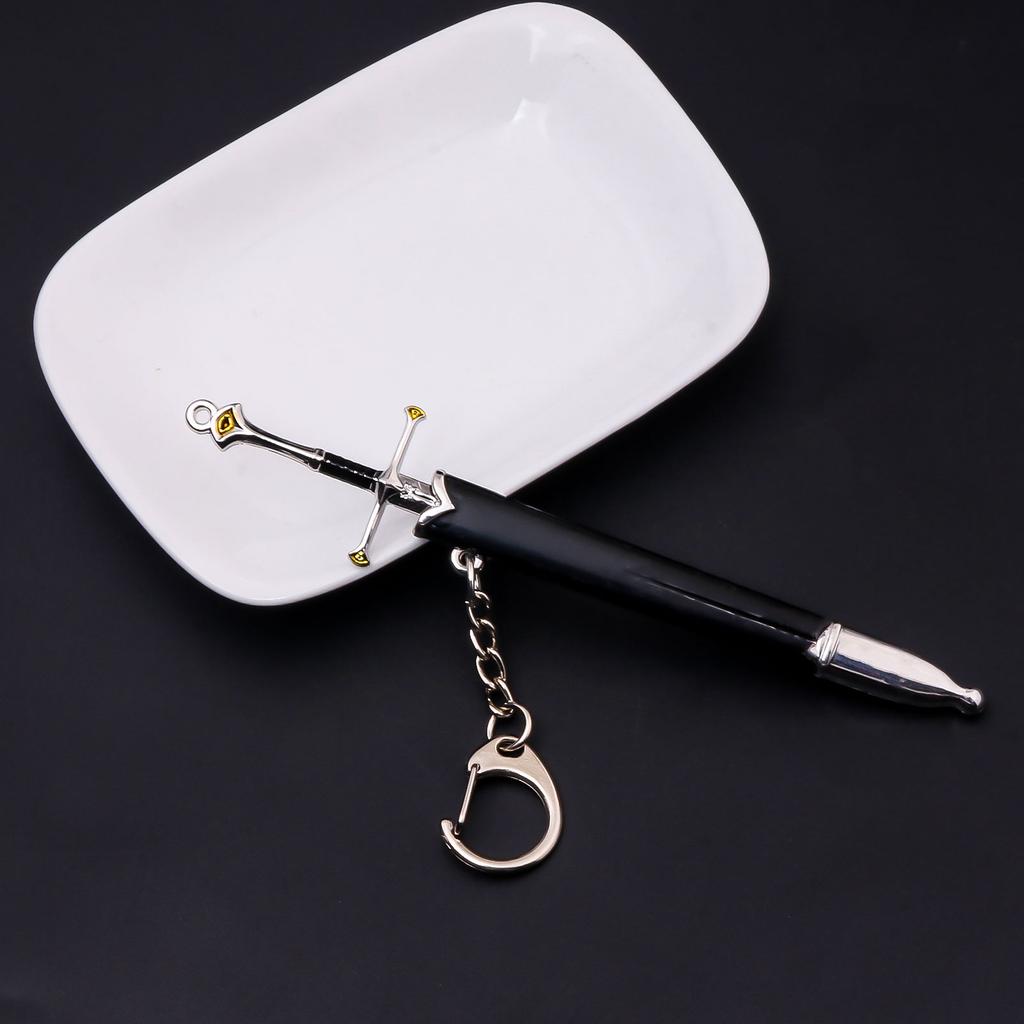 12CM Metal Glamdring Aragorn Narthil Sword Elves Anduril Middle Earth Weapon Katana Samurai Sword Keychain Ornaments Gifts Toys