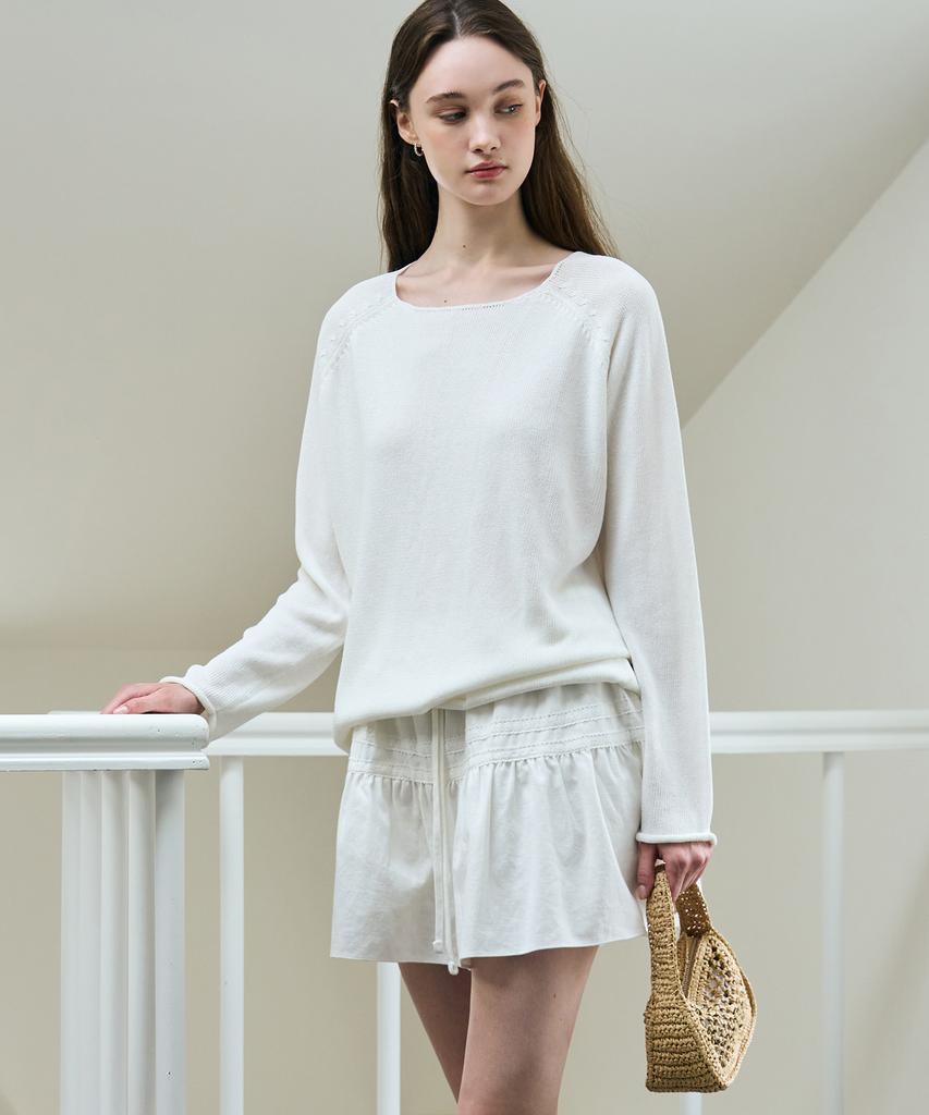 Deuloupisumeon Summer Linen Boat Neck Knit [White]