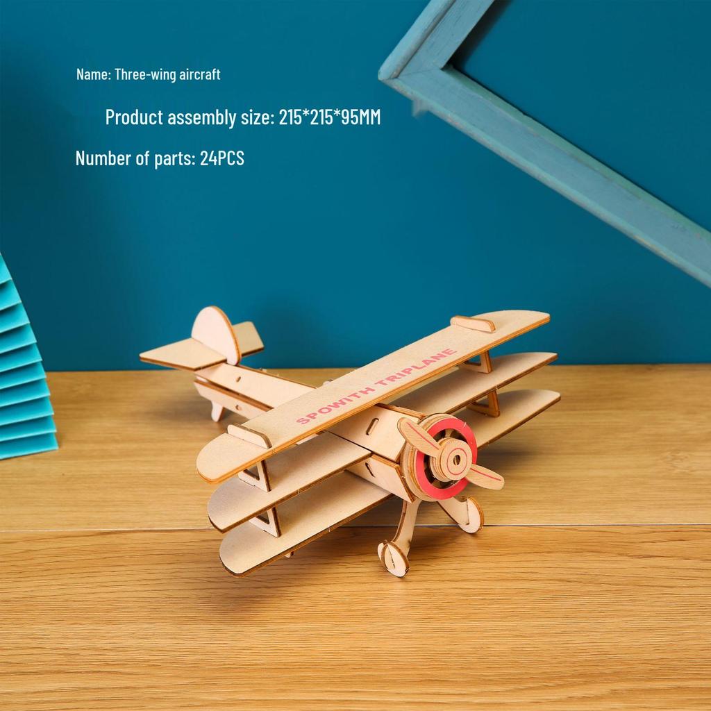 3D Wooden Fighter Bomber & Warship Puzzle Toy for Kids