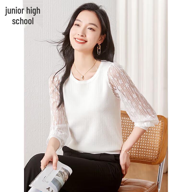 

Women s Elegant Thin Lace Long Sleeve Knit Top M