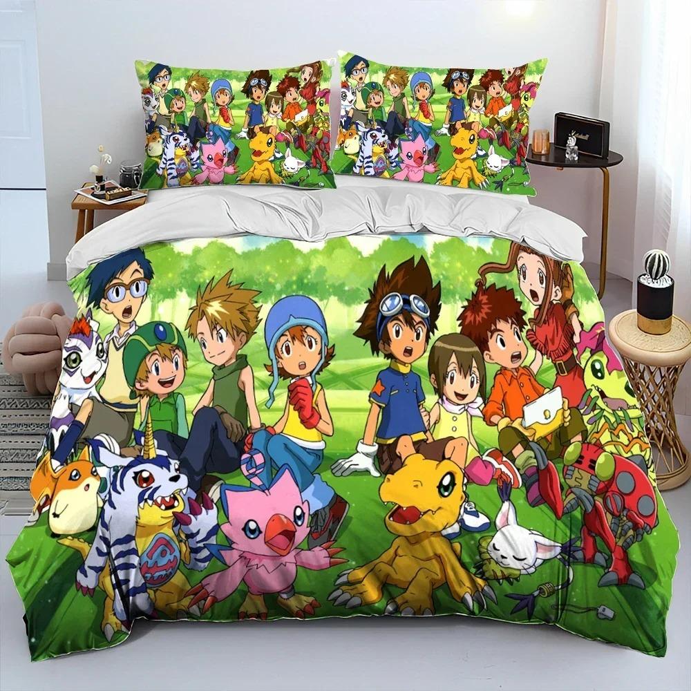 Digimon Adventure Monster Cartoon Bedding Set 3D Printed Suitable For Bedroom Duvet Cover Set With Pillowcases Kids Home Textile