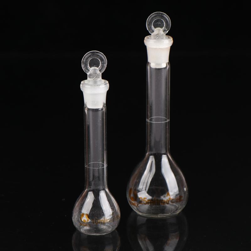 1 Stuks 10/25 ml Transparante Glazen Maatkolf Glaswerk Met Stopsel Scheikunde Laboratorium Glazen Kolf Levering Met Stopsel