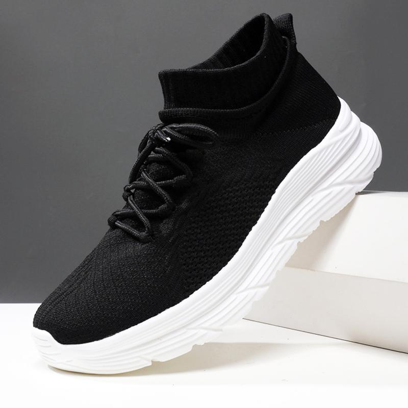 High-quality Platform Shoes for Men Sneakers Fashion Korean Lightweight Man Shoes Trendy Black Breathable Mesh Men's Socks Shoes