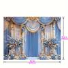 1PC, Elegant Wedding and Engagement Party Photography Background - Blue and White Castle Palace Design, Wedding Decorations