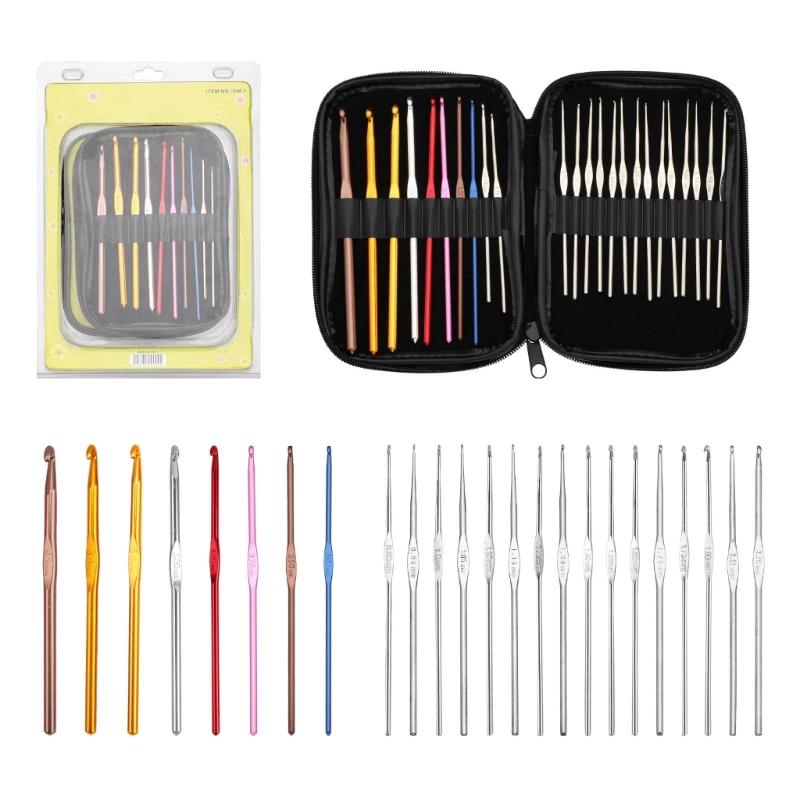 

24Pcs Aluminum Crochet Hook Set Aluminum Handle Knitting Needle with Case for Yarn Craft Knitting Project 0.5mm-6.5mm 1