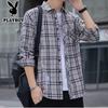 PLAYBOY Men's Plaid Long-Sleeve Casual Shirt