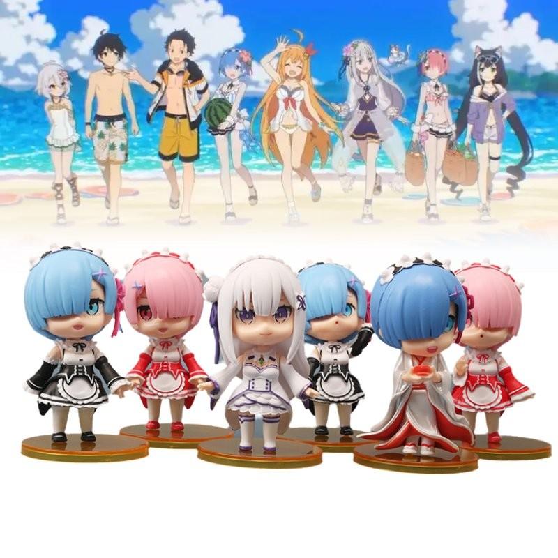 6pcs Re Life In A Different World From Zero Character Pvc Toy Model Xmas Gift