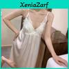 Pure Desire Summer Women Ice Silk Sleeveless Nightdress With Chest Padding For Home Sleepwear