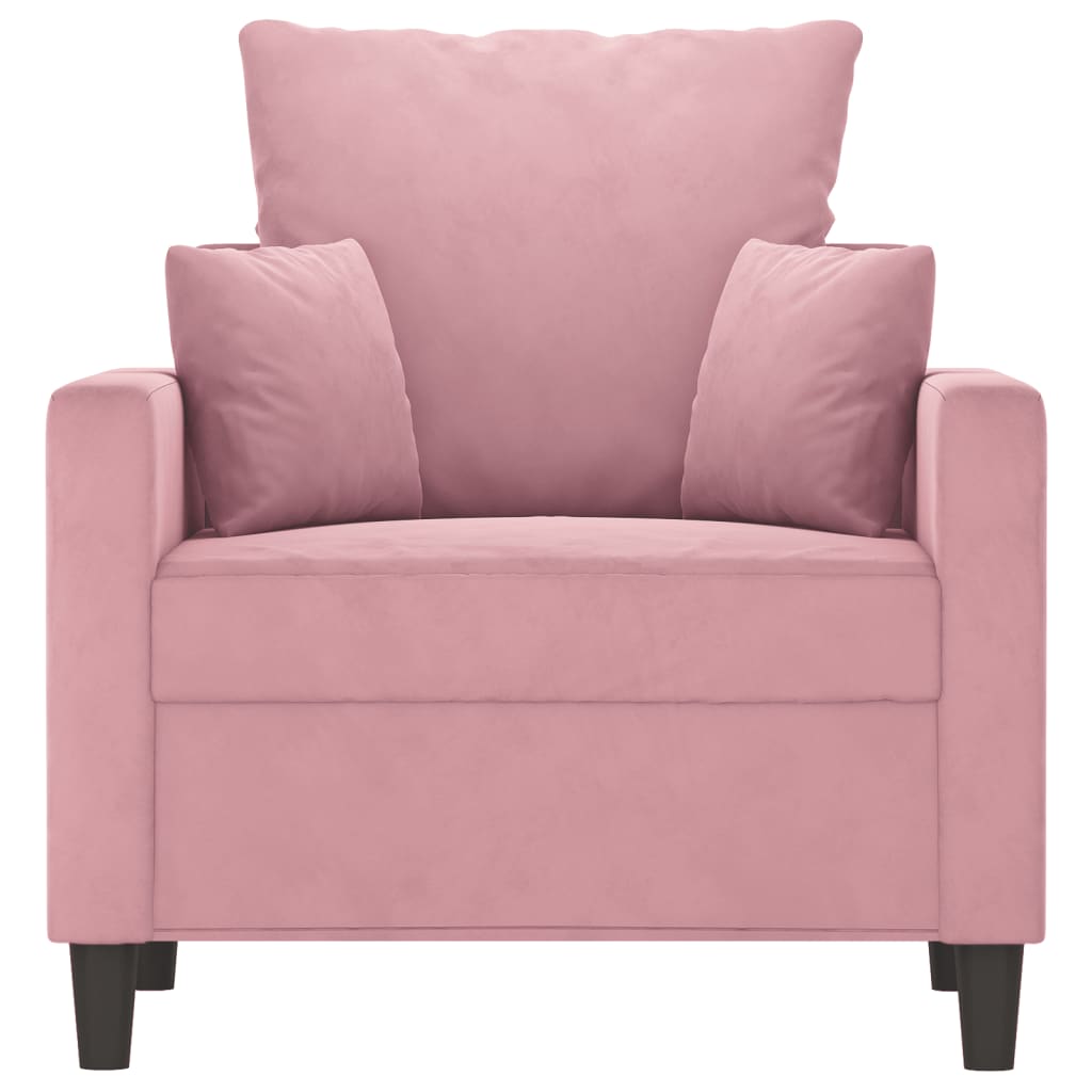 Vidaxl Armchair, Pink, 60 Cm, Upholstered In Velvet
