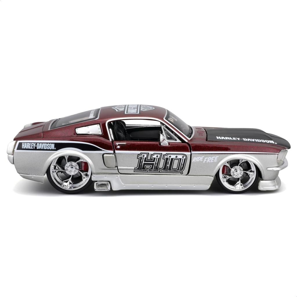 Maisto 1/24 Scale Diecast Model Car 32168 Ford 1967 Mustang GT Silver Harley-Davidson Custom Series / Finished Model Car