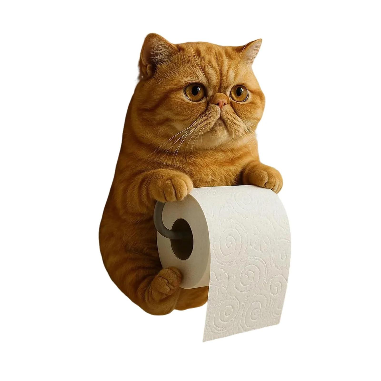

Держатель для бумажных полотенец в виде кота, забавный держатель для бумажных полотенец в виде кота в 3D, настенная стойка для хранения туалетной бумаги для ванной и кухни One Size