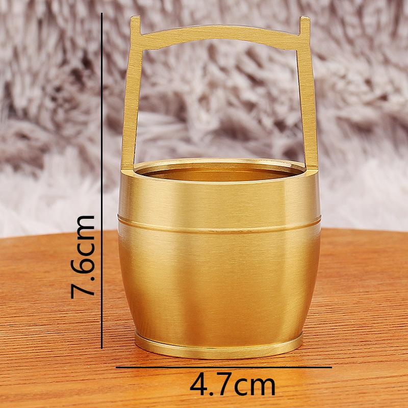 Large Polished Brass Bucket Ornament – Creative Desktop Treasure Character Decoration