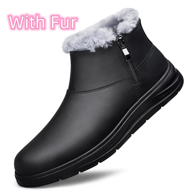 Men Winter Plush Snow Boots All-match Men's High Top Walking Shoes Luxury Brand Male Ankle Boots Side Zipper Men's Shoes
