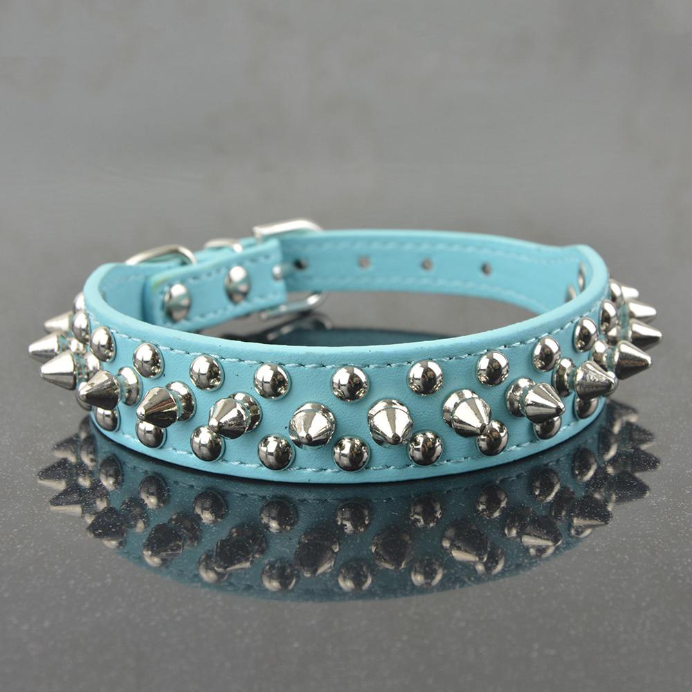 Pet Dog Rivet Collar Spiked Studded Strap Faux Leather Buckle Neck Collar 2.5cm Width