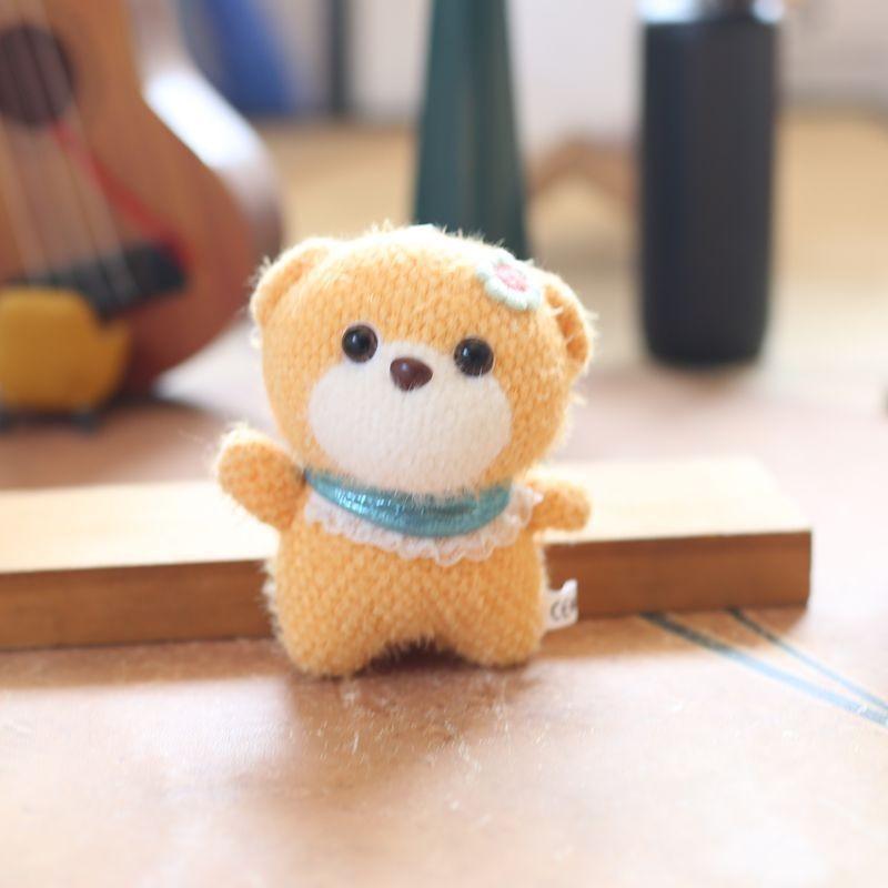 Adorable Cute Knitted Bear Plush Toy Keychain Doll Charming Cartoon Bag Pendant
