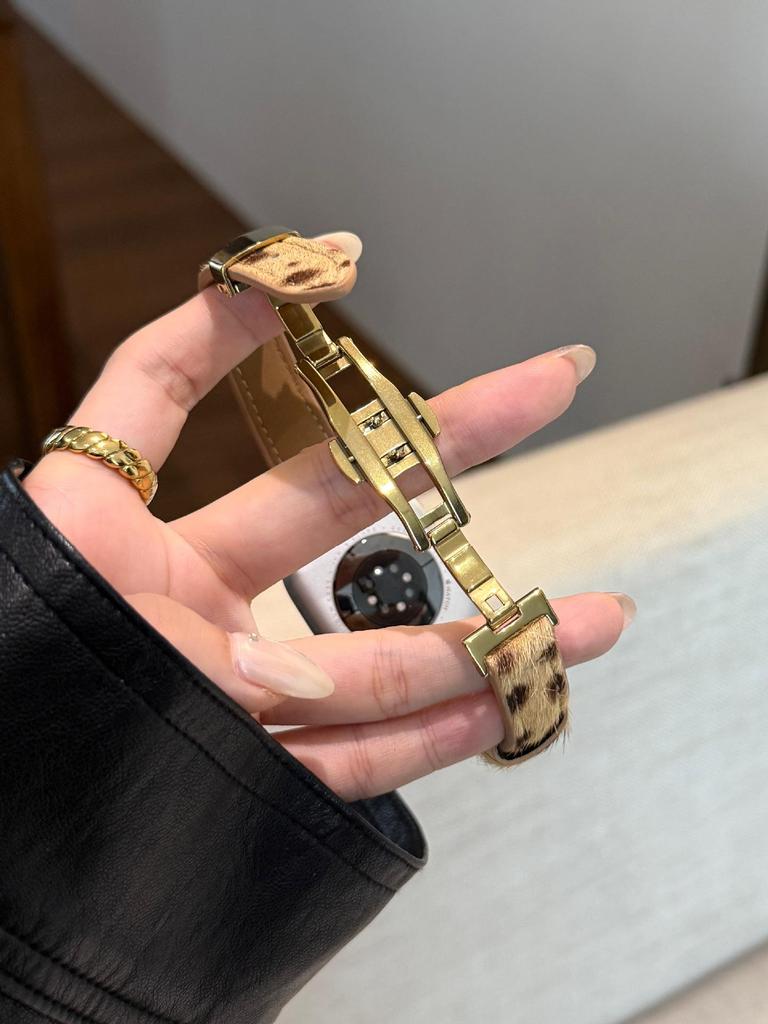 Leopard Suede Butterfly Buckle Watch Band for Apple Watch (S10, 87)