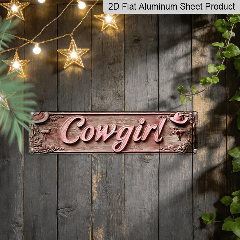 3.94 X 15.74 Inches Aluminum Decorative Sign - 2D Flat, 1pc Cowgirl Metal Sign - Retro Decoration with Floral Details, 4X16 Inch Rustic Farmhouse Bar