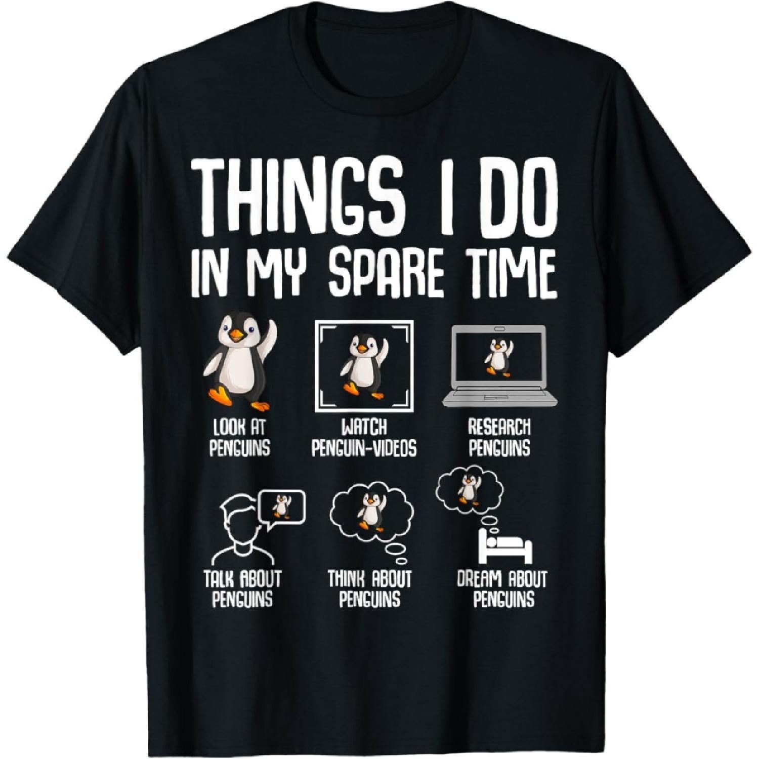 

Penguin Things I Do In My Spare Time Women Kids Boys Girls T-Shirt XXXXXL чорний