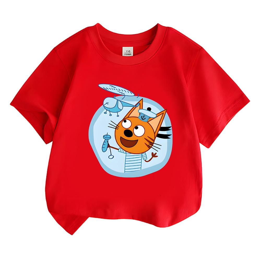 

Детская футболка с мультяшным принтом Kid-e-cats Повседневная Кавайная Футболка для Мальчиков и Девочек Смешной Графический Принт 100% Хлопок Удобная Короткий Рукав Аниме Футболка Летние Топы 100 красный