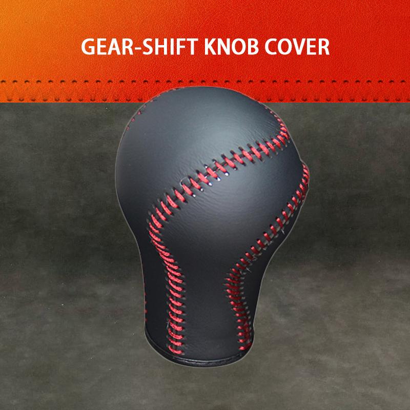 Custom Genuine Leather Gear Knob Cover For Nissan March AT Car on The Gear Shift Knob Gear Stick Case PPC Gear Shift Collar
