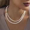 Double Beautiful Layer Pearl Necklace For Women Fashionable Geometric Design In Color White