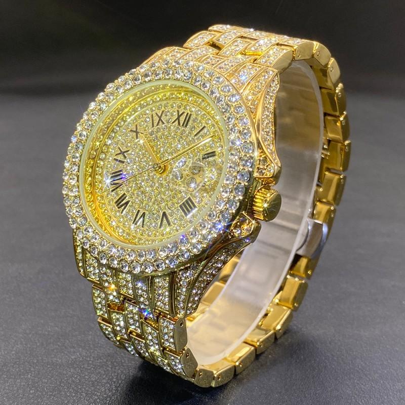MISSFOX Mens Quartz Watch Luxury Calendar Gold Fashion Wristwatch Gentlemen