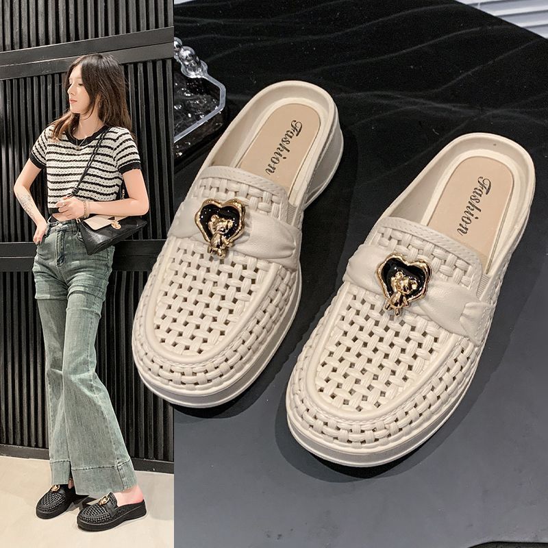 Home Soft Bottom Non-slip Beach Casual Slippers Fashion Versatile Outer Wear Half Pack Women's Cool Slippers 2025 Summer and Autumn New