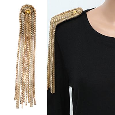 Brooch Pin Handmade Beads Long Tassel Chain Classical Electroplating Decorative DIY Men