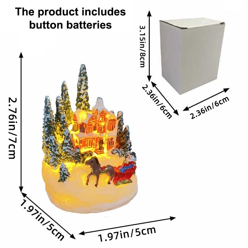 [PLUM]Decorations Village House Decor Xmas Lantern Decorative Resin House Collectible Buildings Figurine With LED Light