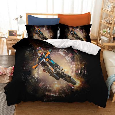 Set de lenjerie de pat cool cu motocicletă imprimată, Set husă de plapumă pentru bicicletă montană, Fețe de pernă pentru băiat, Husă super moale, moale, confortabilă pentru pat RT85