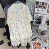 Xingdailu Cartoon Pattern Cardigan Loose Short Sleeve Summer Cute Cartoon Bubble Wrinkle Spring And Summer Loungewear